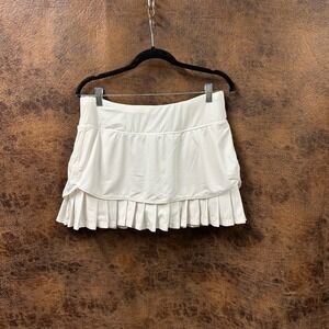 Athleta Large White Cream NWOT Striped Ruffled Skort Women's Pickleball Golf